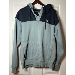 Jetty Men's Colorblock Hoodie Quilted Pocket Blue‎ Gray & Green Size M